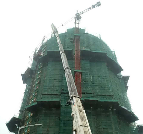 东坡吊车在工地上作业